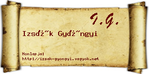 Izsák Gyöngyi névjegykártya
